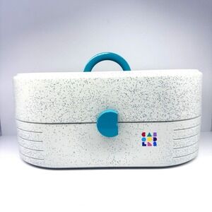 Caboodles Vintage Makeup Storage Carrying Case Gray Teal Original Organizer